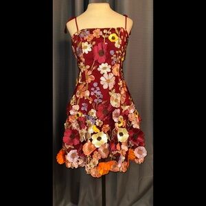 Sugar Thrillz Dolls Kill ‘FLORAL DREAMS’ Dress 3D Appliqué Floral Burgundy L